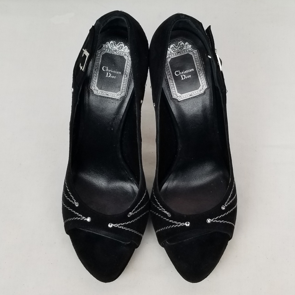 Dior Black Suede Stiletto Heels Pumps size EUR 37.5 US 71/2 (like new) - Picture 3 of 12
